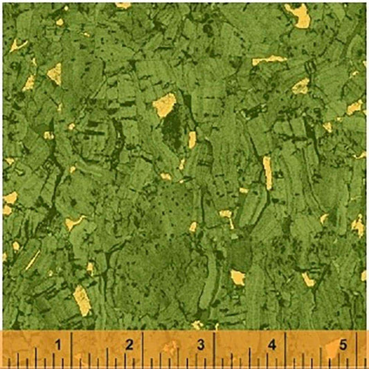 Recorked Kiwi Green Metallic Cotton Fabric WF-50992M-10