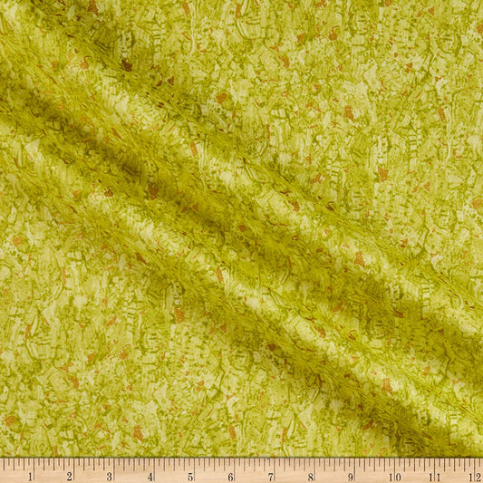 Recorked Melon Green Yellow Gold Metallic Windham Cotton Fabric WF-50992M-11