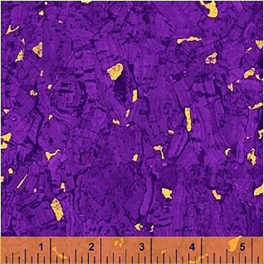 Recorked Plum Purple Gold Metallic Windham Cotton Fabric WF-50992M-15