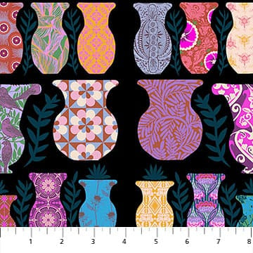 Rhapsody Anniversary Vase Multi Black Anna Maria Parry Northcott Cotton Fabric NC-AMT173-99 | US Fabric Shop