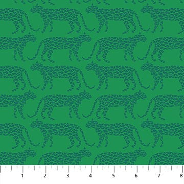 Rhapsody Saunter Leopards Emerald Green Anna Maria Parry Northcott Cotton Fabric NC-AMT172-74C | US Fabric Shop
