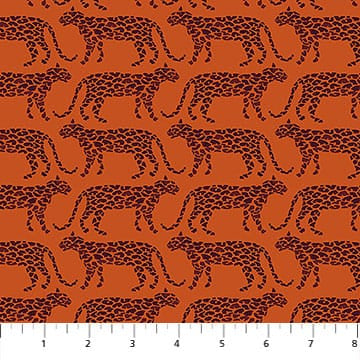Rhapsody Saunter Leopards Sienna Orange Anna Maria Parry Northcott Cotton Fabric NC-AMT172-25L | US Fabric Shop