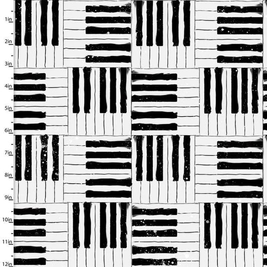 Rhythm and Hues Piano Keys 3 Wishes Cotton Fabric