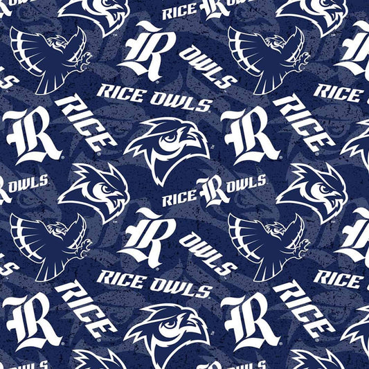 Rice Owls NCAA College Tone on Tone Sykel Cotton Fabric RIC-1178