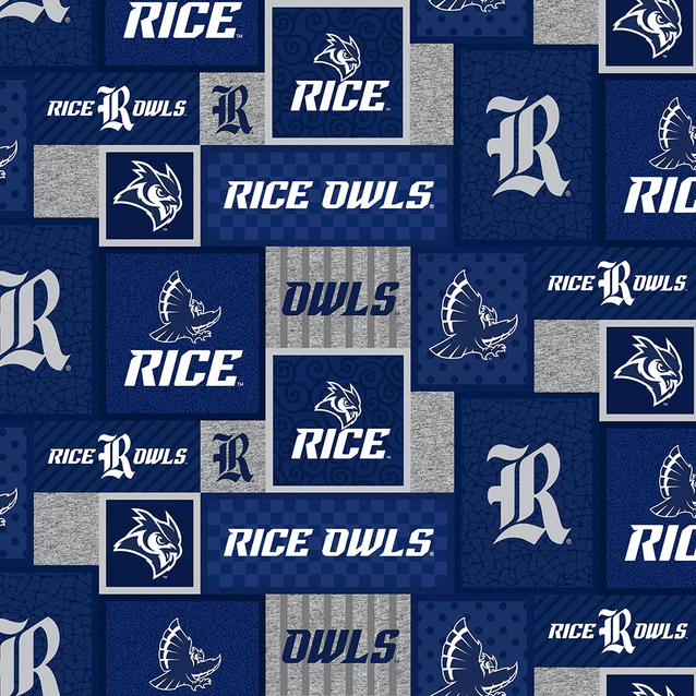 Rice Owls NCAA College Patch Sykel Enterprises Polyester Fleece Fabric RIC-1177 | US Fabric Shop