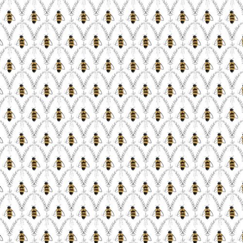 Royal Jelly Bees Scallops White Jane Archer Blank Quilting Fabric Cotton Fabric