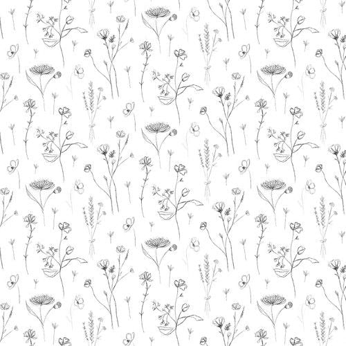 Royal Jelly Sketched Floral White Jane Archer Blank Quilting Fabric Cotton Fabric
