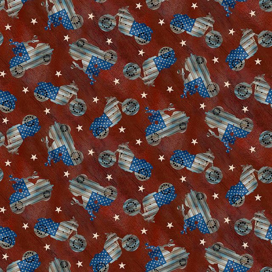 Live to Ride Motorcycle Silhouettes Red JQ Designs Blank Quilting Cotton Fabric