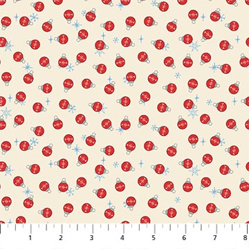 Rudolph The Red-Nose Reindeer Bauble Dot Cream Northcott Cotton Fabric NC-RD1008-12