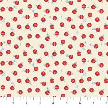 Rudolph The Red-Nose Reindeer Bauble Dot Cream Northcott Cotton Fabric NC-RD1008-12 | US Fabric Shop