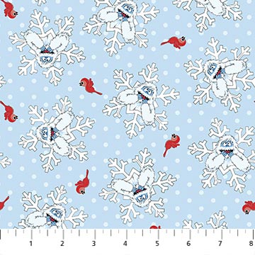 Rudolph The Red-Nose Reindeer Bumble Snowflake Light Blue Northcott Cotton Fabric NC-RD1007-42