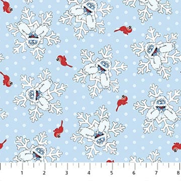 Rudolph The Red-Nose Reindeer Bumble Snowflake Light Blue Northcott Cotton Fabric NC-RD1007-42 | US Fabric Shop
