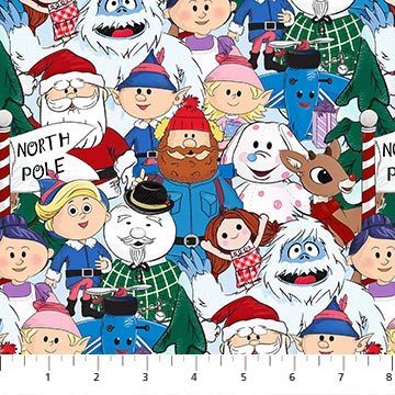 Rudolph The Red-Nose Reindeer Characters Multi Northcott Cotton Fabric NC-RD1000-10