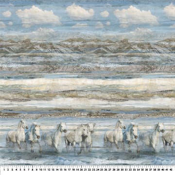 Running Free Horse Ombre Blue Multi Deborah Edwards Northcott Cotton Fabric NC-DP28587-42 | US Fabric Shop