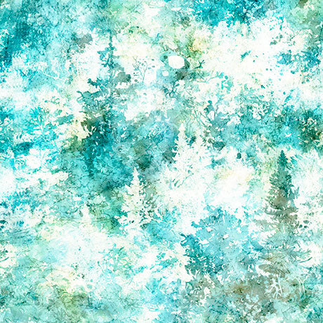 Running with the Pack Pine Trees Turquoise Quilting Treasures Cotton Fabric QT-2600-31102-Q