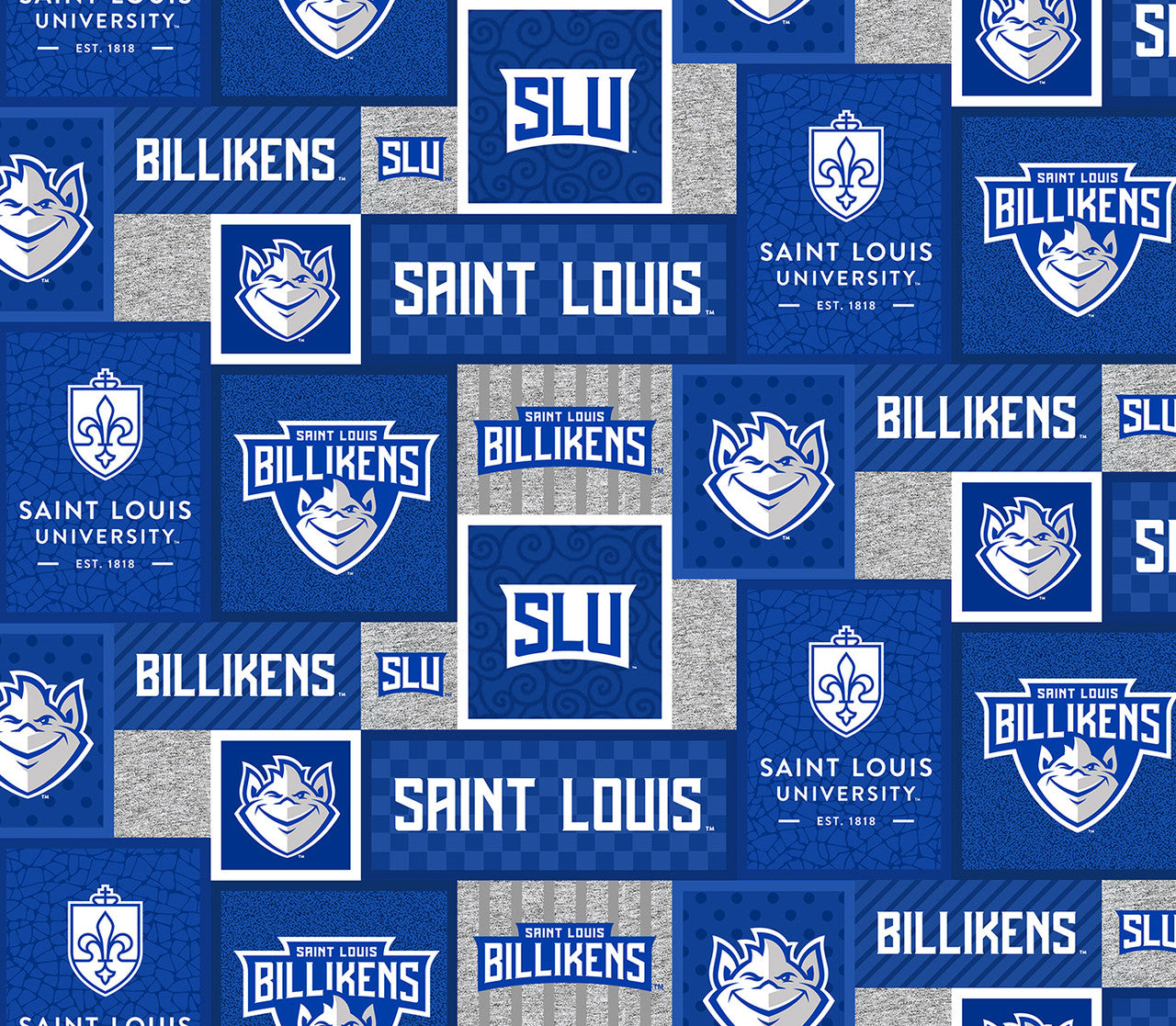 St Louis Billikens NCAA College Patch Sykel Enterprises Polyester FLEECE Fabric SLU-1177