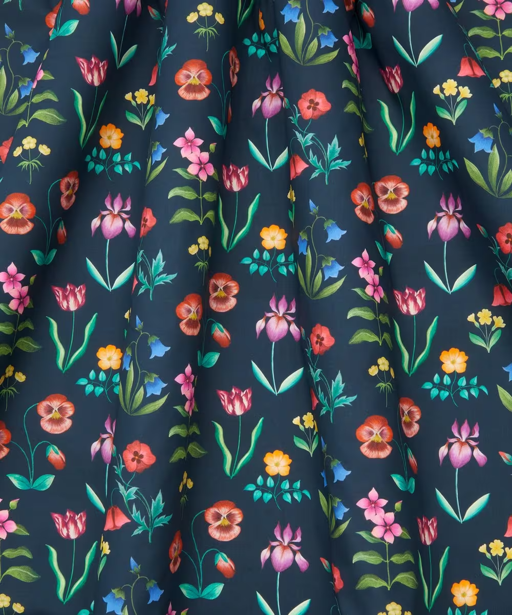 SS26 Floral Rebellion Floral Majesty Navy Blue Liberty Fabrics Cotton Tana Lawn Fabric LF-036361016-A