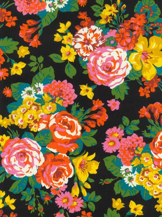 SS26 Floral Rebellion Flower Crown Black Liberty Fabrics Cotton Tana Lawn Fabric LF-036361021-A