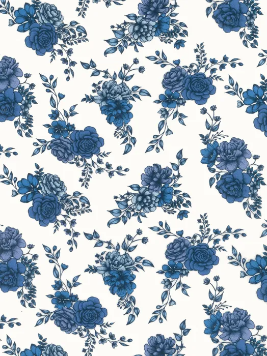 SS26 Floral Rebellion Inked Rose White Blue Liberty Fabrics Cotton Tana Lawn Fabric LF-036361043-C