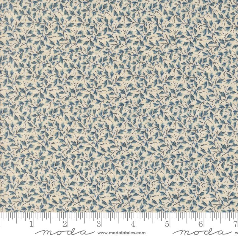 Sacre Bleu Primvere Leaves Vines Pearl French Blue French General Moda Cotton Fabric