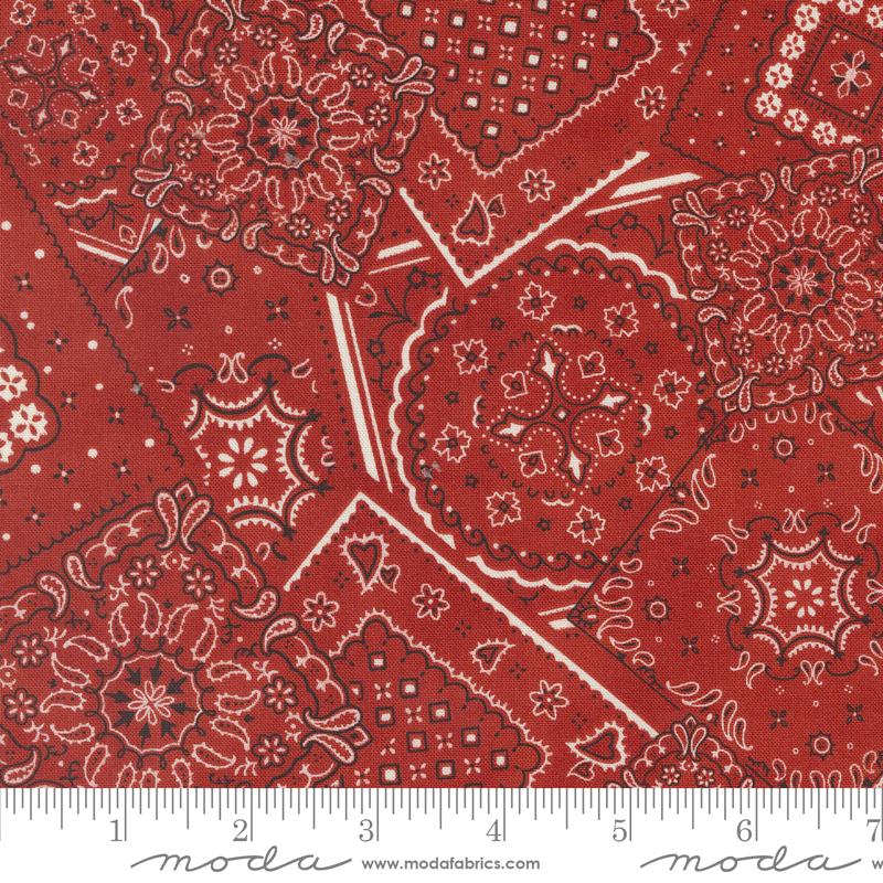 Saddle Ranch Badlands Bandana Southwestern Tonal Paisley in Ranch Barn Red designed by Moda Fabrics 44 inches wide 100% Cotton Quilting Fabric