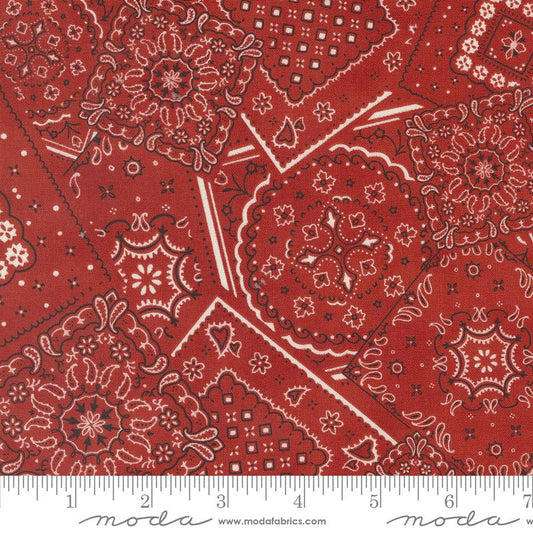 Saddle Ranch Badlands Bandana Southwestern Tonal Paisley in Ranch Barn Red designed by Moda Fabrics 44 inches wide 100% Cotton Quilting Fabric