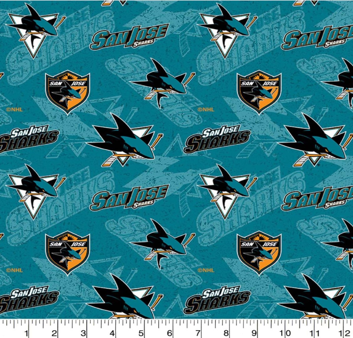 San Jose Sharks NHL Hockey Tone on Tone design Cotton Fabric NHL-1199 SJS