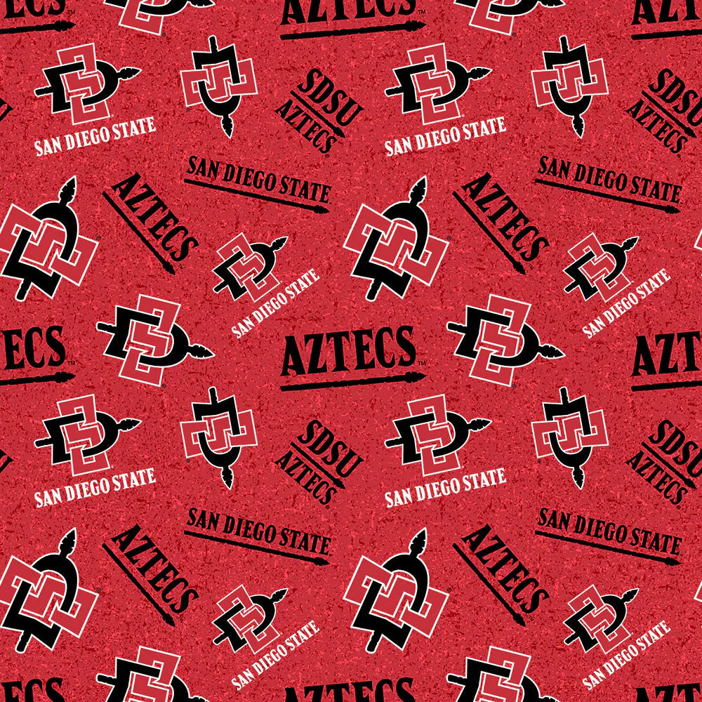 San Diego State Aztecs NCAA College Tone on Tone Red Sykel Cotton Fabric SDSU-1178