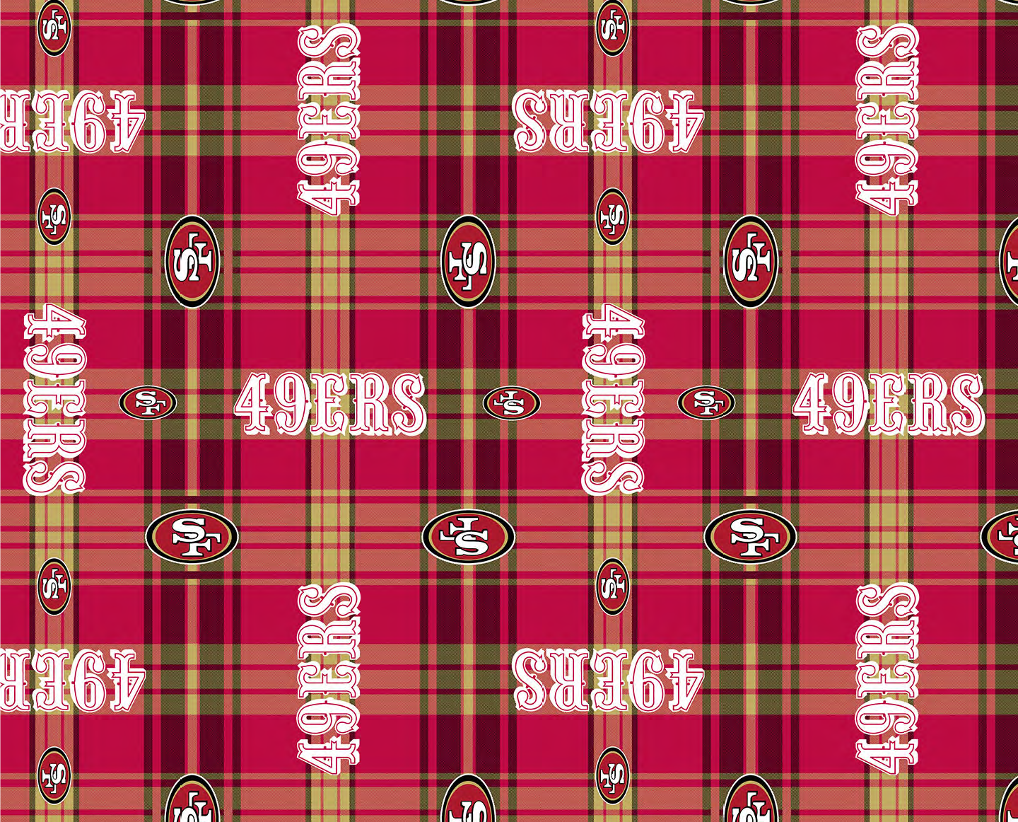 San Francisco 49ers NFL Football Plaids Fabric Traditions Polyester Fleece Fabric NFL-70405-D