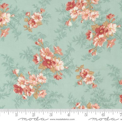 Sandalwood Cassandra Floral Eucalyptus Aqua 3 Sisters Moda Cotton Fabric