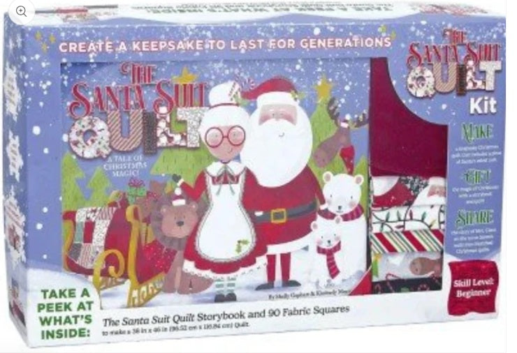 Santa Suit Quilt Storybook 38 x 46 in Quilt by 3 Wishes Quilt Kit 3W-SSQK-Box