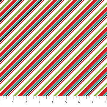 Santa Paws Holiday Stripe White Northcott Cotton Fabric