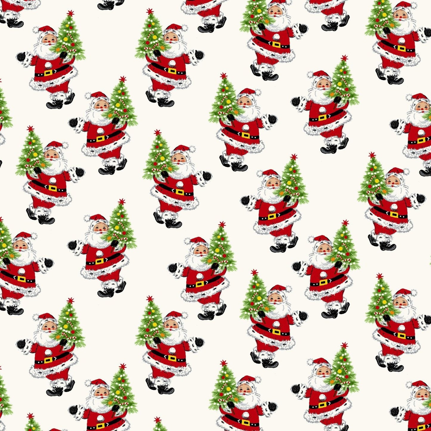 Santa's Coming to Town Small Santas Multi Stacy West Henry Glass Cotton Fabric HG-1972-86