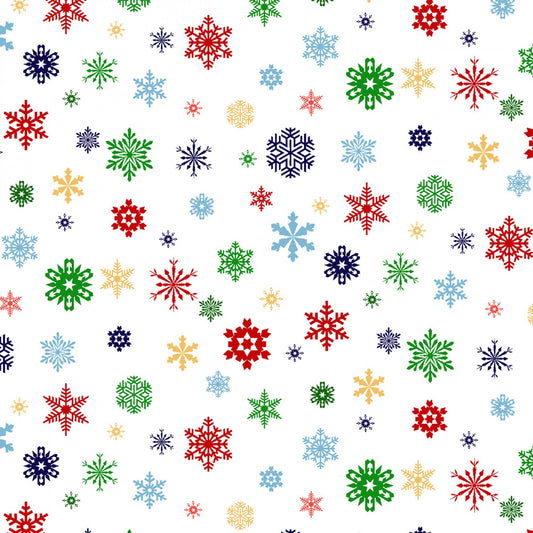 Santa's List Snowflakes Christmas White Morehead Inc Elizabeth's Studio Cotton Fabric