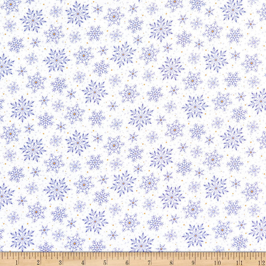 Santa's Night Out Snowflakes White Marcello Corti Quilting Treasures Cotton Fabric