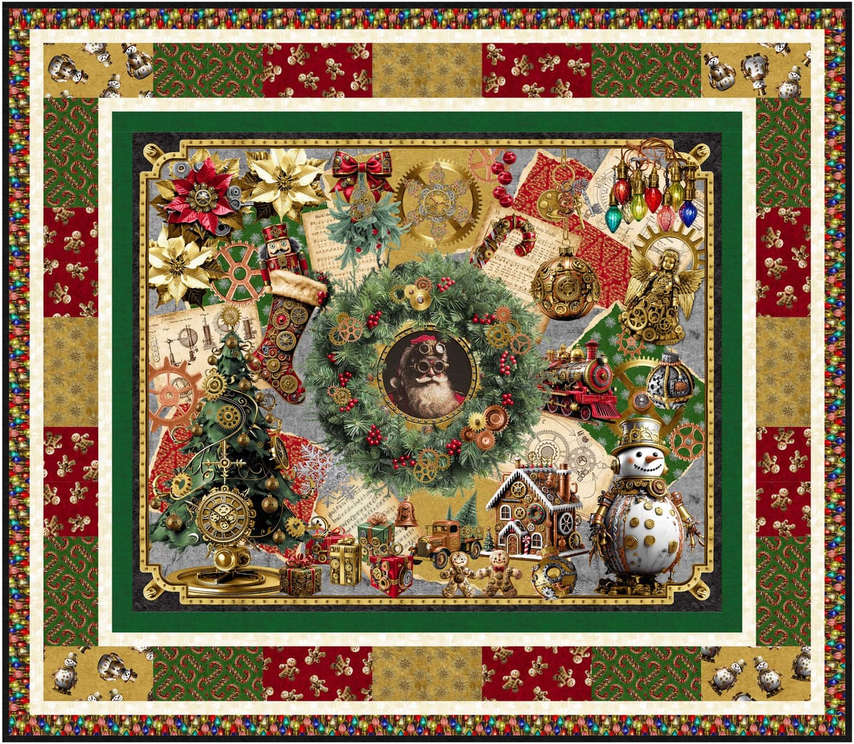 Project - Santa's Workshop Quilt Gear & Garland Urban Essence for Blank Quilting | US Fabric Shop
