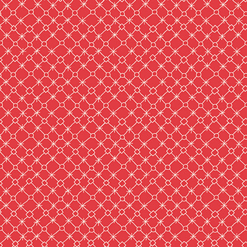 Say It With a Stitch Geometric Squares Red Mandy Shaw Henry Glass Cotton Fabric