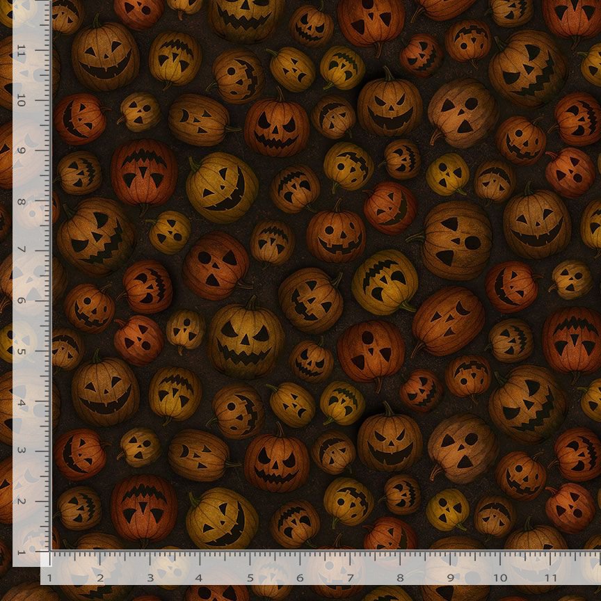 Scaredy Fence Shadowy Jack O' Lanterns Timeless Treasures Cotton Fabric TT-WICKED-CD4238-BOO