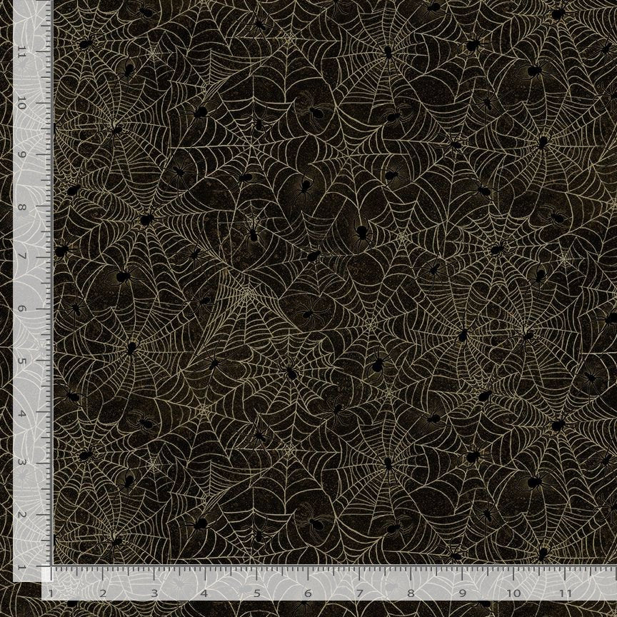 Scaredy Fence Shadowy Spider Webs Charcoal Timeless Treasures Cotton Fabric TT-WICKED-CD4239-CHARCOAL
