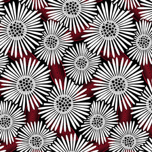 Scarlet Story Daisies Black Color Pop Studios Blank Quilting Cotton Fabric