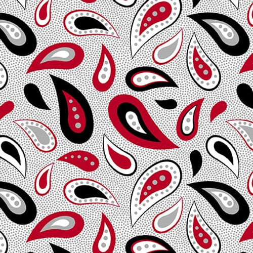Scarlet Story Paisley Gray Color Pop Studios Blank Quilting Cotton Fabric