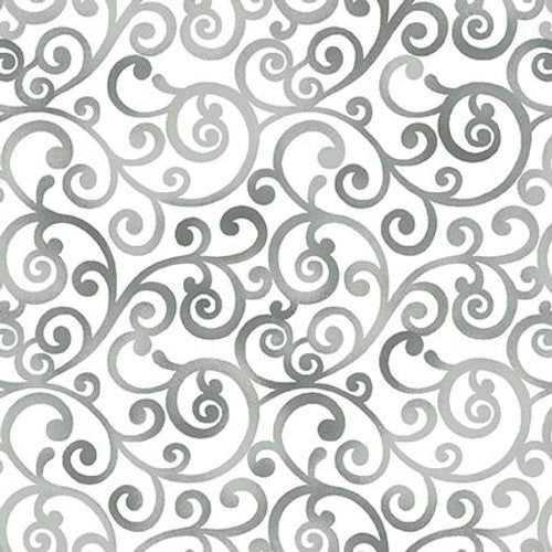 Scarlet Days & Nights Scrolls White Color Principle Henry Glass Cotton Fabric  HG-3303-11