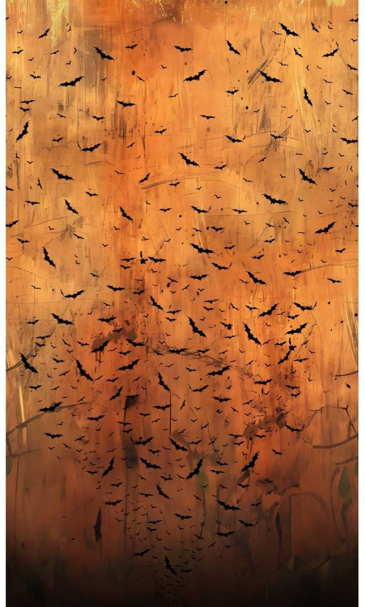 Scary Spice Bat Crazy Honey Orange Black Funny Girl Studio E Cotton Fabric SE-8822-49