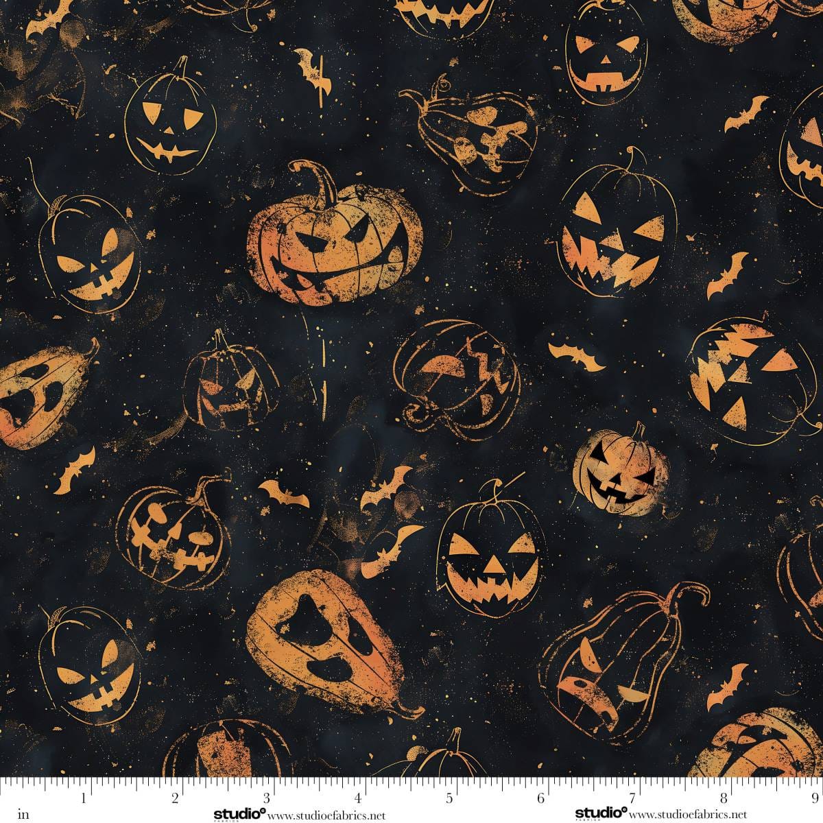 Scary Spice Jack O' Lanterns Black Orange Funny Girl Studio E Cotton Fabric SE-8828-99 | US Fabric Shop