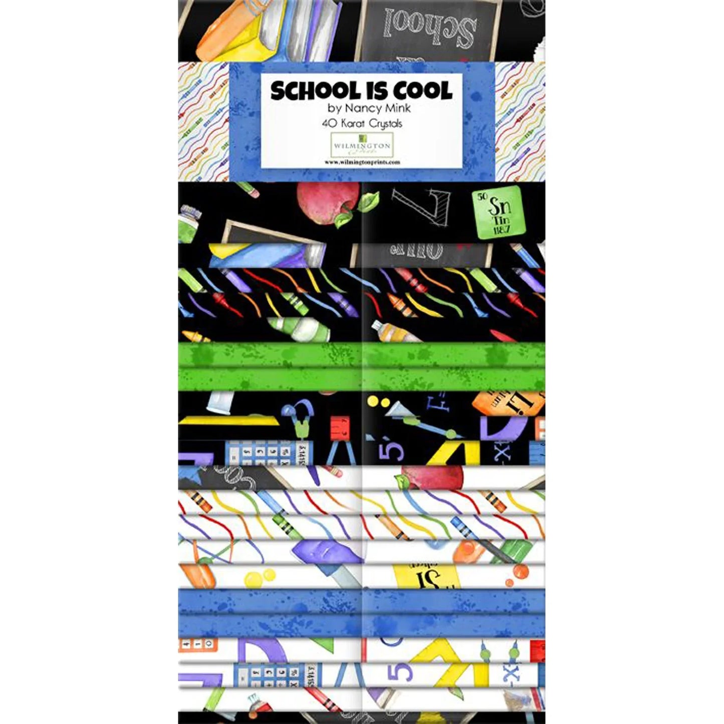 School Is Cool 2.5'' Strips Karat Crystals Nancy Mink Wilmington Prints Cotton Fabric
