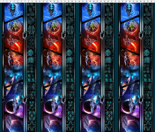 Sci Fi Repeating Stripe Multi Jason Yenter In The Beginning Cotton fabric