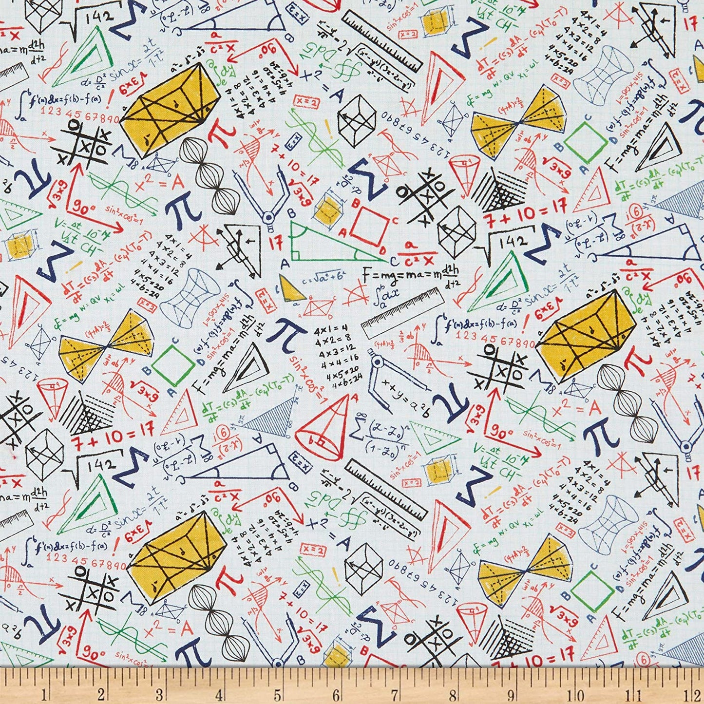 Science and Math Doodles Grid White Timeless Treasures Cotton Fabric