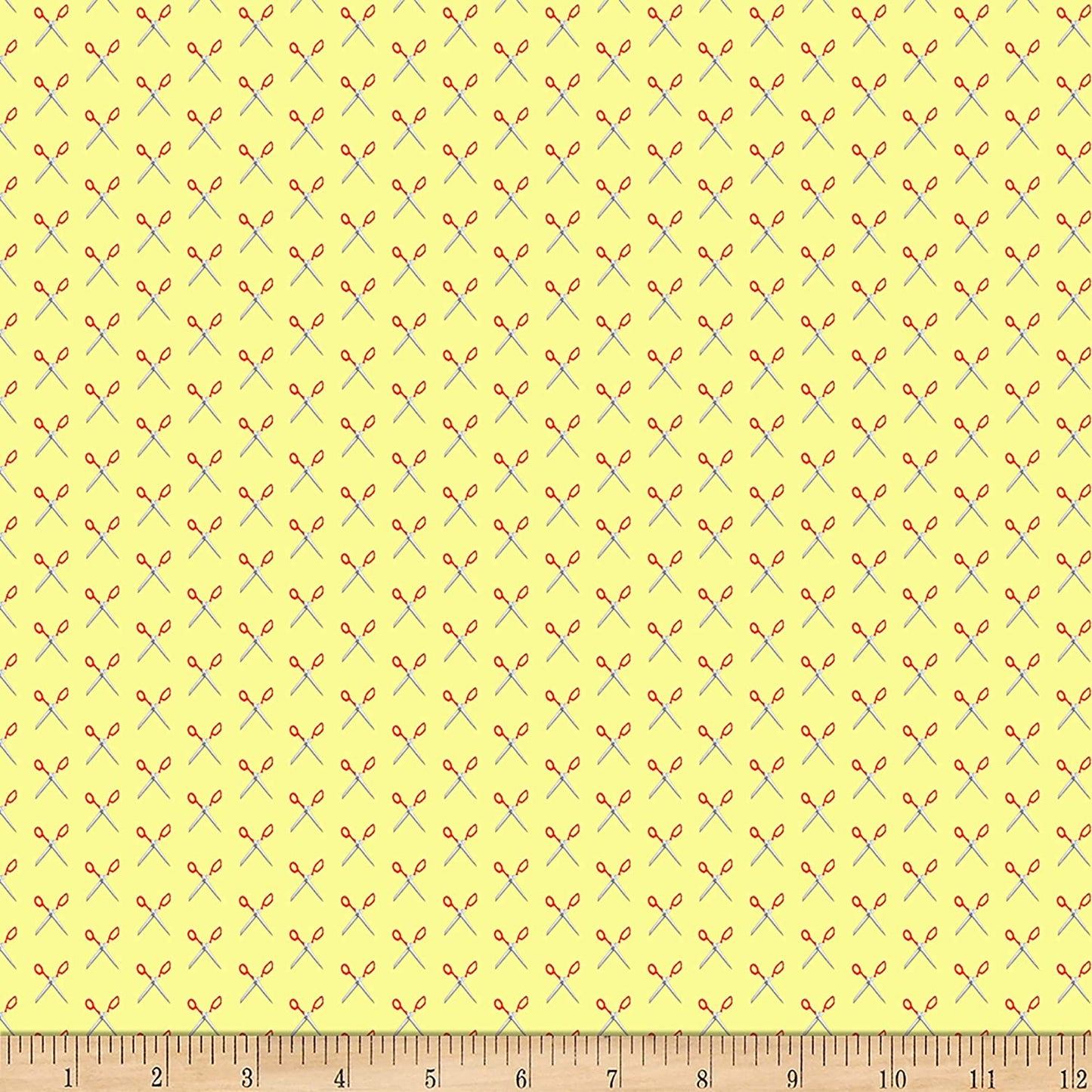 It's A Shop Hop Scissors Yellow Quilting Treasures Cotton Fabric