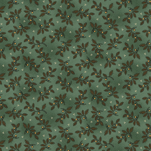 Scrap Basket Favorites Acorn Branches Blue Kim Diehl Henry Glass Cotton Fabric