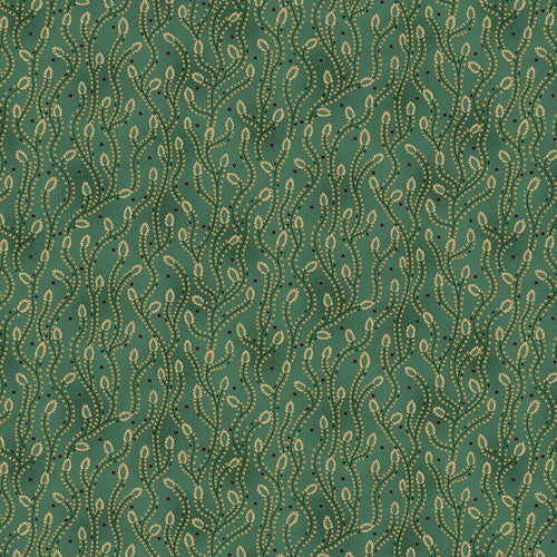 Scrap Basket Favorites Triangle Vines Turquoise Kim Diehl Henry Glass Cotton Fabric HG-1502-77